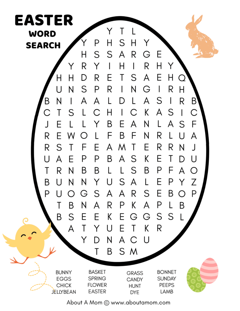 Free easter word search printable - about a mom