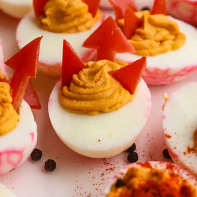 Spooky devilled eggs