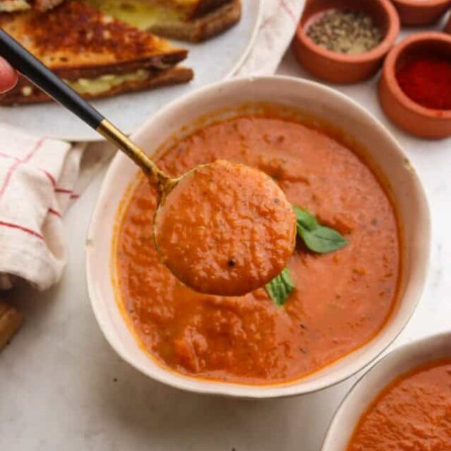 Homemade Tomato Basil Soup Recipe Feature-4