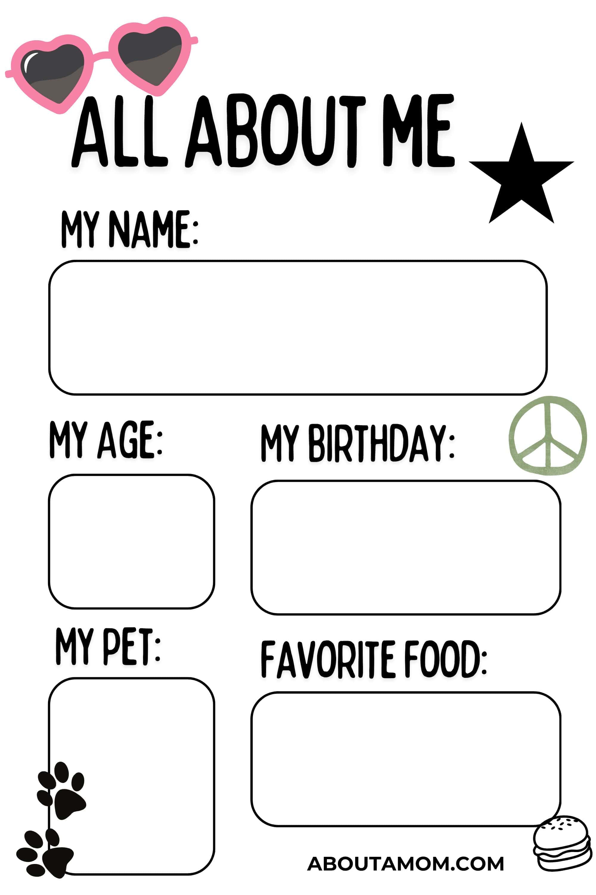 all-about-me-printable-activity-page-for-kids-about-a-mom for Free Printable All About Me Page All About Me Printable Activity Page for Kids - About a Mom for Free Printable All About Me Page