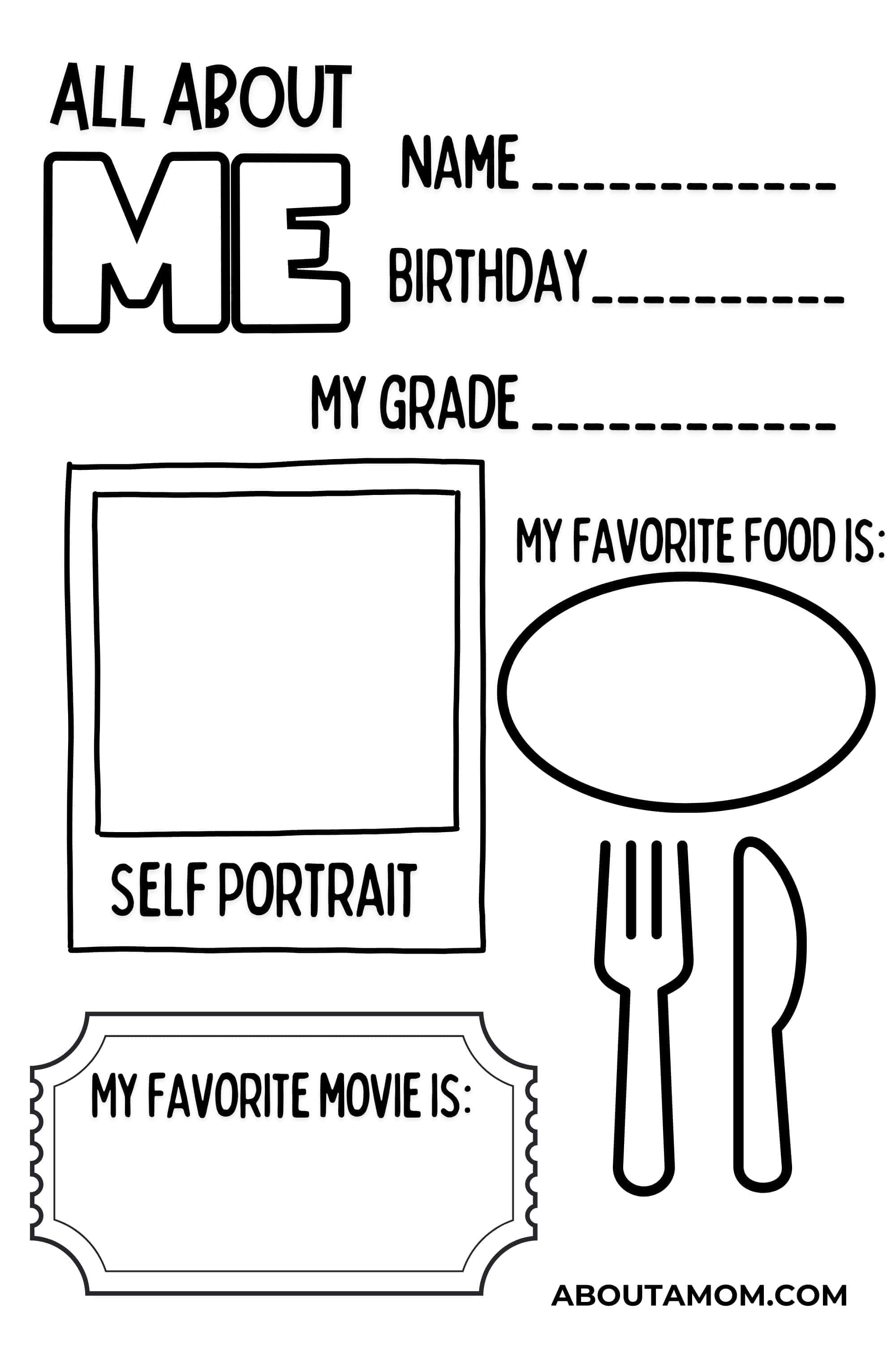 all-about-me-printable-activity-page-for-kids-about-a-mom for All About Me Page Free Printable All About Me Printable Activity Page for Kids - About a Mom for All About Me Page Free Printable