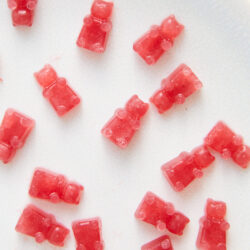 Homemade Gummy Bears on a plate shot from above
