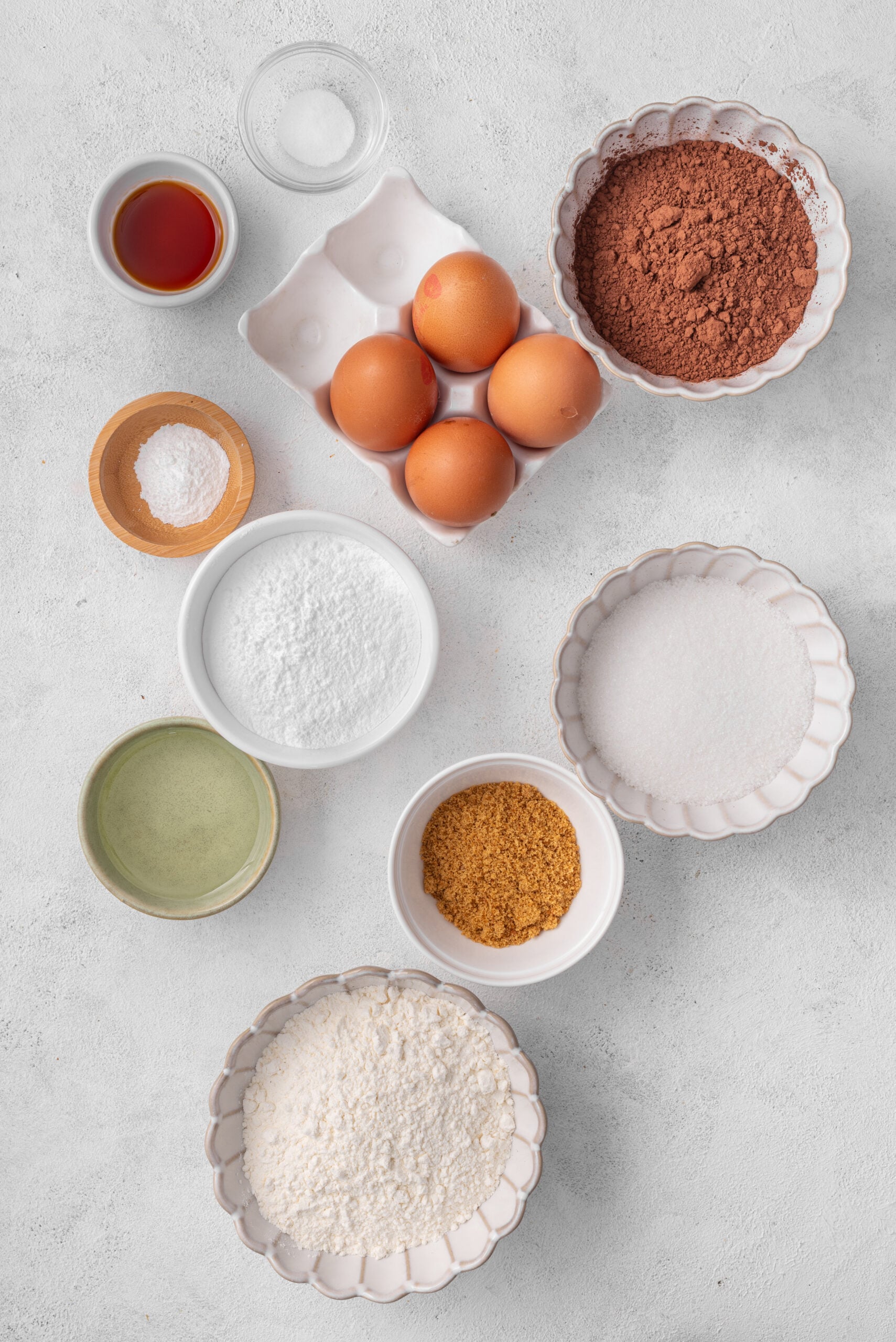 Chocolate Crinkle Cookies ingredients shot from above
