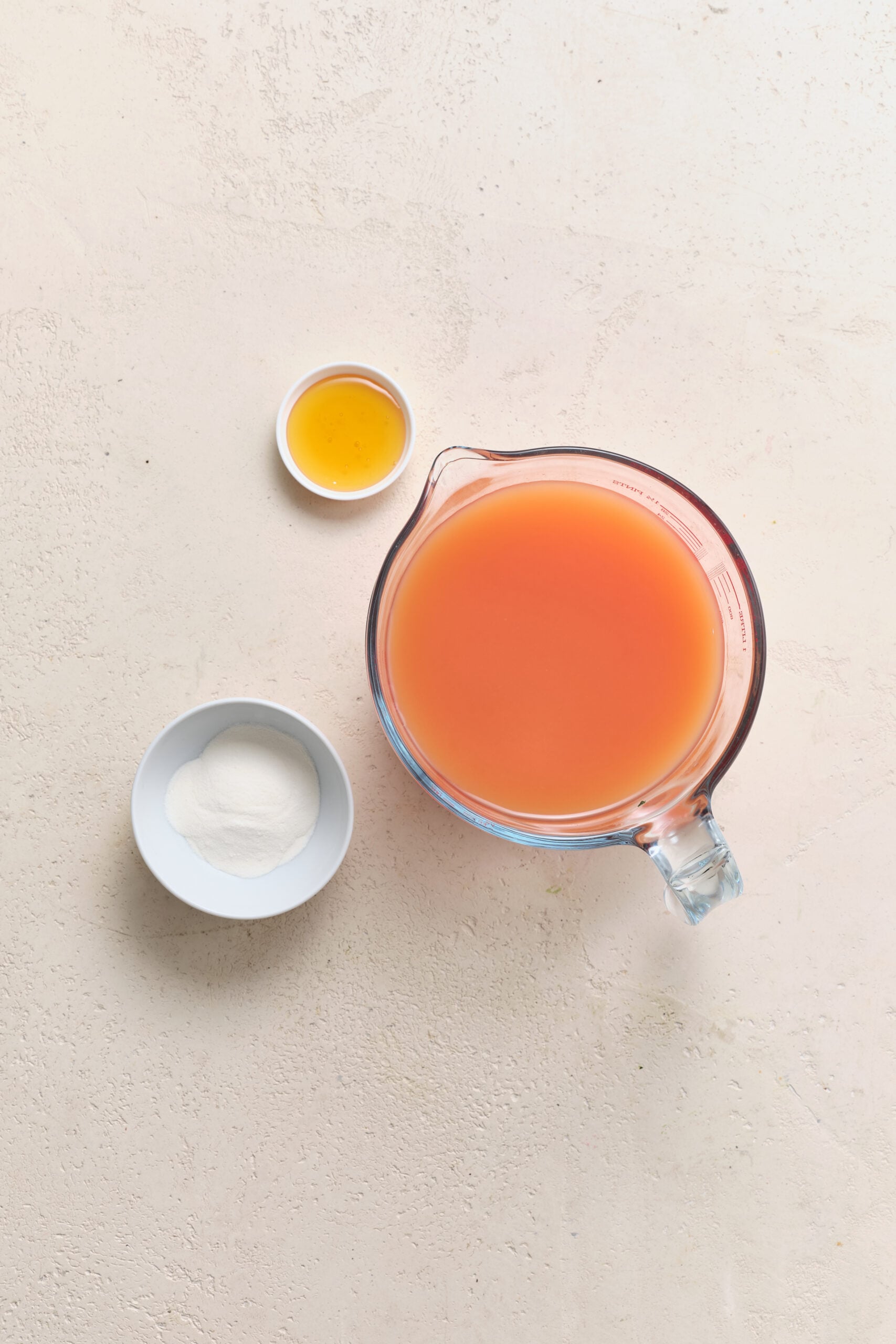 Homemade Jello ingredient shot from above