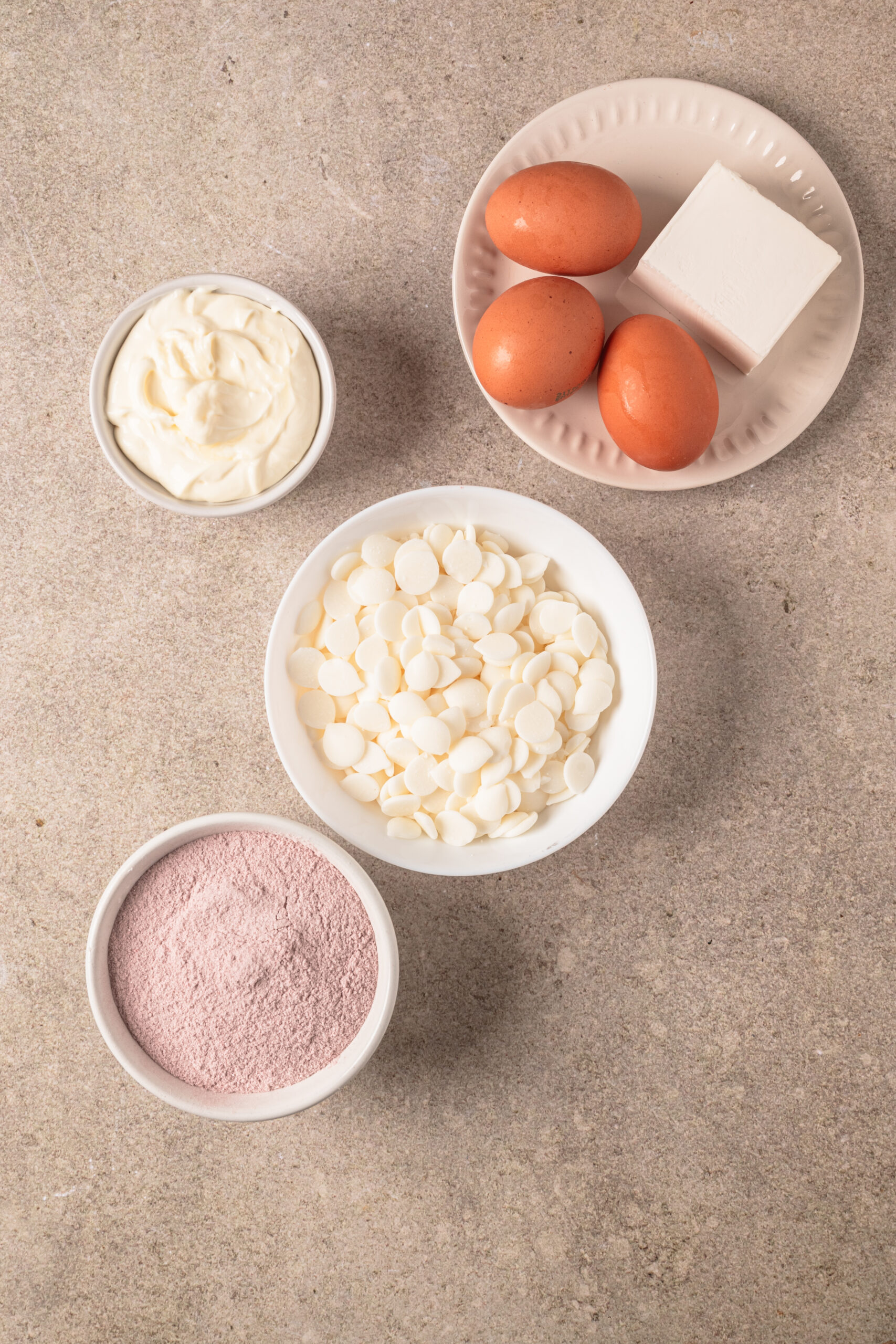 Red Velvet Cake Balls ingredients shot from above